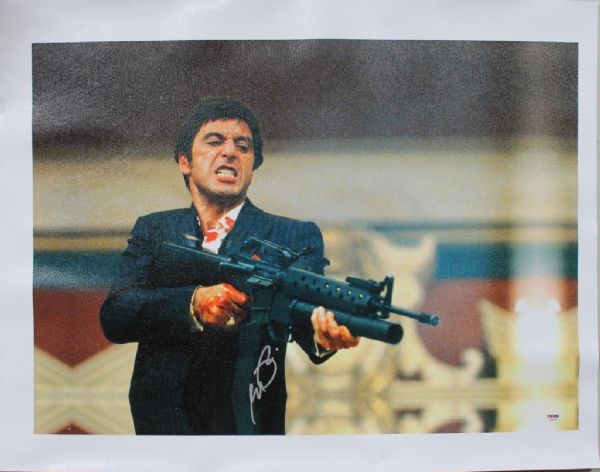 Al Pacino Large & Impressive Signed 20" x 28" SCARFACE Canvas Print with Choice Autograph! (PSA/DNA ITP)