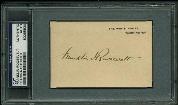 President Franklin D. Roosevelt Signed White House Card (PSA/DNA Encapsulated)