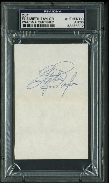 Elizabeth Taylor Signed 3" x 5" Sheet (PSA/DNA Encapsulated)