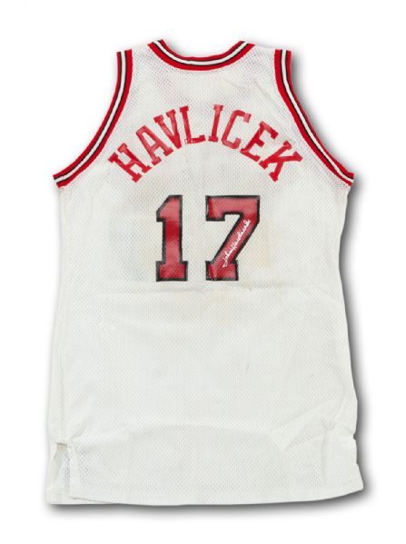 John Havlicek Unique & Desirable Signed Chicago Bulls Presentation Jersey - Given to Havlicek by Bulls During His Final Visit in 1978! (Havlicek COA)(PSA/DNA)