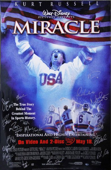 1980 USA Hockey Multi Signed 26x40 Miracle Poster (20 Sigs)(Steiner LOA)