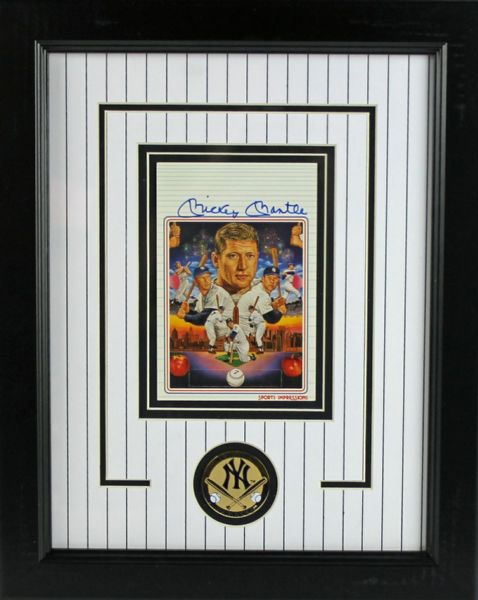 Mickey Mantle Signed Sports Impressions Card Framed Display (PSA/DNA)