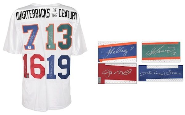 Joe Montana, Johnny Unitas, Dan Marino and John Elway Autographed Framed  8'' x 10'' Quarterbacks Of The Century Photograph