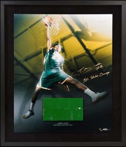 Limited Edition Lebron James Game-Used Signed High-School Court Display (Upper Deck)