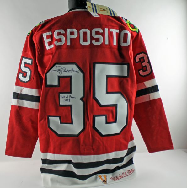 Tony Esposito Signed Chicago 1979-80 Mitchell & Ness Blackhawks Jersey (PSA/DNA)