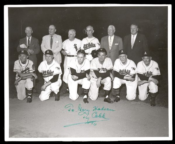 Ty Cobb Signed Original Vintage 8" x 10" Press Photo w/Speaker, Foxx, etc. (PSA/DNA)