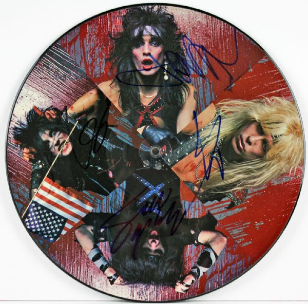 Motley Crue Group Signed 12" Picture Disc Record (PSA/DNA)