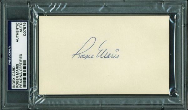 Roger Maris Signed Vintage 3" x 5" Index Card with Choice Autograph (PSA/DNA Encapsulated)