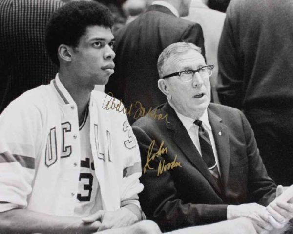 John Wooden & Kareem Abdul-Jabbar Signed 16" x 20" Photo (PSA/DNA)