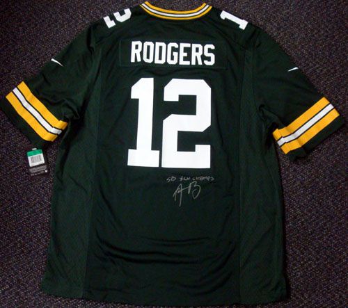 Aaron Rodgers Signed Packers Jersey with "SB XLV Champs" Inscription (PSA/DNA)