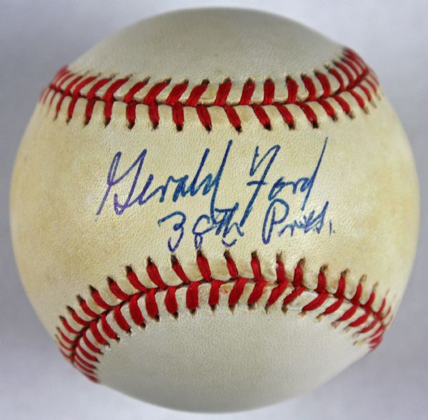 President Gerald R. Ford Signed ONL Baseball w/"38th Pres" Inscription (PSA/DNA)