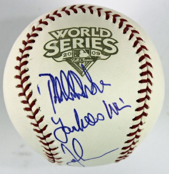 John Sterling Signed "Theeeeee Yankees Win!!!" 2009 World Series OML Baseball (JSA)