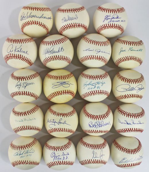 Fantastic Lot of 20 Hall-of-Famers Single Signed Baseballs w/ Aaron, Musial, Snider, Ryan, Rose ect (PSA/DNA, Tri-Star, JSA)