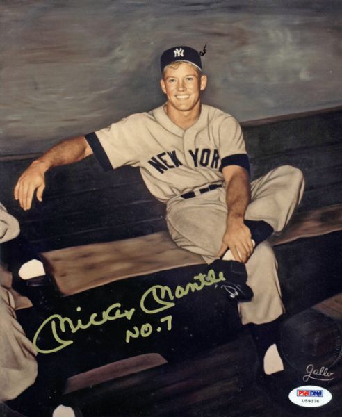 Mickey Mantle Signed 8" x 10" Ray Gallo Photo w/"No. 7" Insc. - PSA/DNA Graded GEM MINT 10