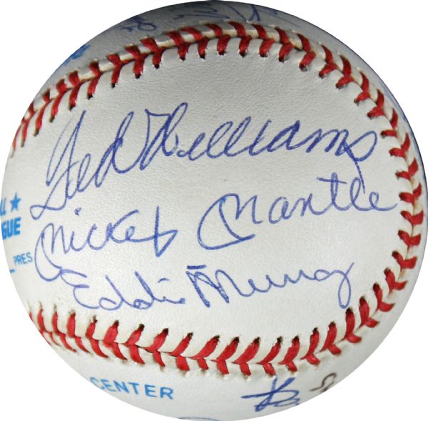 500 Home Run Club Signed OAL Baseball w/12 signatures: Mantle, Williams, Aaron, etc. (JSA)