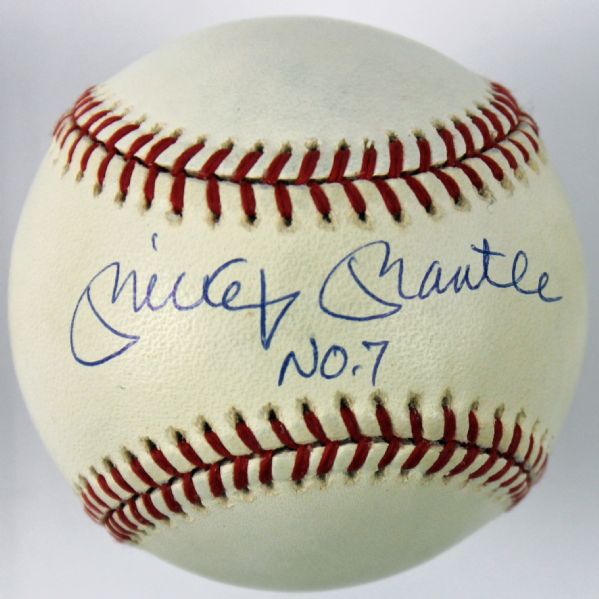Mickey Mantle Signed OAL Baseball with "No. 7" Inscription (UDA Holo & PSA/DNA)
