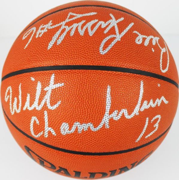Wilt Chamberlain & Bill Russell Dual Signed Spalding NBA Game Model Basketball (PSA/DNA)