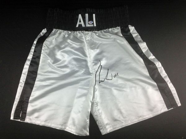 Muhammad Ali Signed Ali Silk Pro Style Boxing Trunks (PSA/DNA)