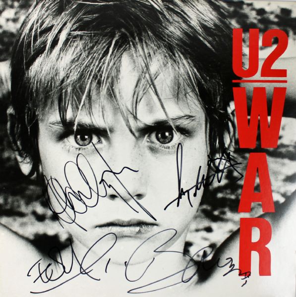 U2 Rare Group Signed "War" Record Album (PSA/DNA)