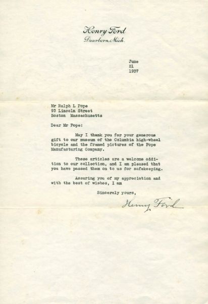 Henry Ford Signed Typed Letter on Personal Stationary (JSA)