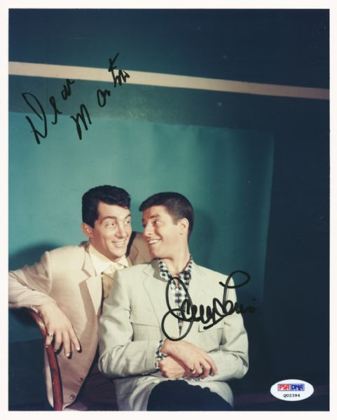 Dean Martin & Jerry Lewis Superb Signed 8" x 10" Color Photo (PSA/DNA)