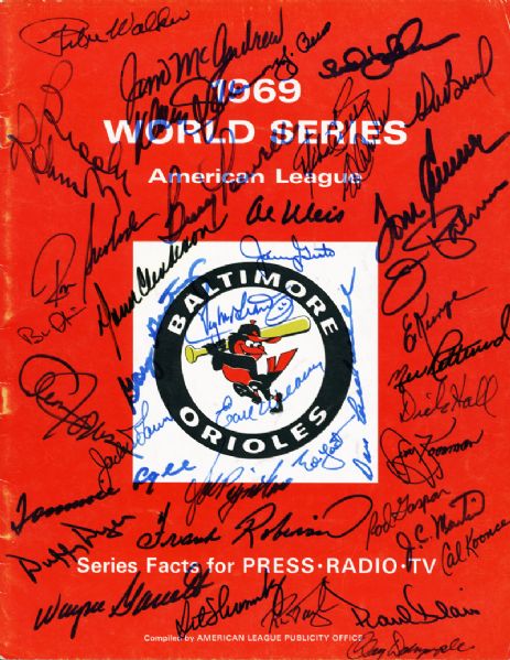 1969 Mets & Orioles Signed World Series Press Magazine with 41 Signatures! (JSA LOA)