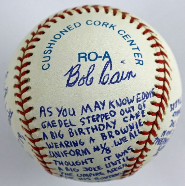 Bob Cain Signed “Story” Ball – Referencing Eddie Gaedel’s Historic At Bat (PSA/DNA)