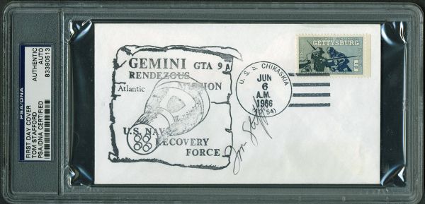 Tom Stafford Signed Gemini 9 Naval Recovery Envelope (PSA/DNA Encapsulated)