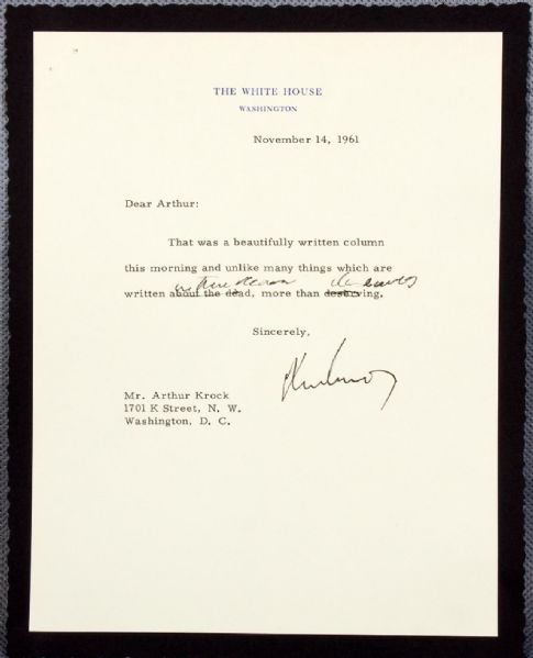 President John F. Kennedy Terrific Signed White House Letter with Handwritten Notations (PSA/DNA)