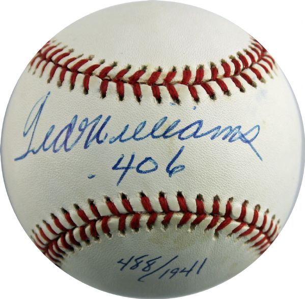 Ted Williams Signed Limited Edition .406 baseball (JSA)