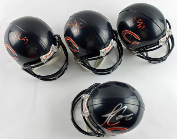 Chicago Bears Lot of 4 Signed Mini-Helmets w/ Cutler, Kruetz, Anderson & Harris (PSA/DNA)