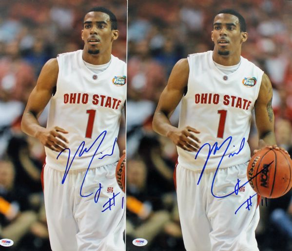 Lot of 2 Mike Conley Signed 12" x 18" Color Photos (PSA/DNA)