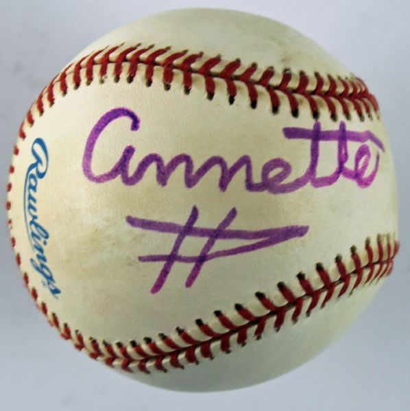 Annette Funicello signed OAL (Budig) Baseball (PSA/DNA)