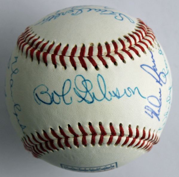 Hall-of-Fame Pitchers Mult-Signed Baseball w/ 12 Signatures Ryan, Ford, Gibson Feller ect (PSA/DNA)
