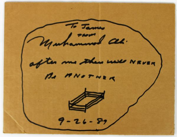 Muhammad Ali Signed 8" x 10" Cardboard w/ "After Me There Will NEVER be ANOTHER" Inscription & Sketch (PSA/DNA)