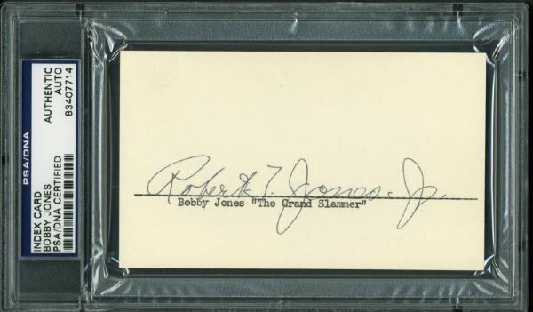 Bobby Jones Signed 3" x 5" Index Card with Full Name Autograph (PSA/DNA Encapsulated)
