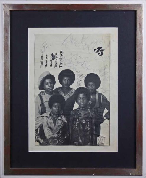 The Jackson Five Group Signed 11" x 14" Print with Unique "Brother Mike" Autograph from Michael (PSA/DNA)
