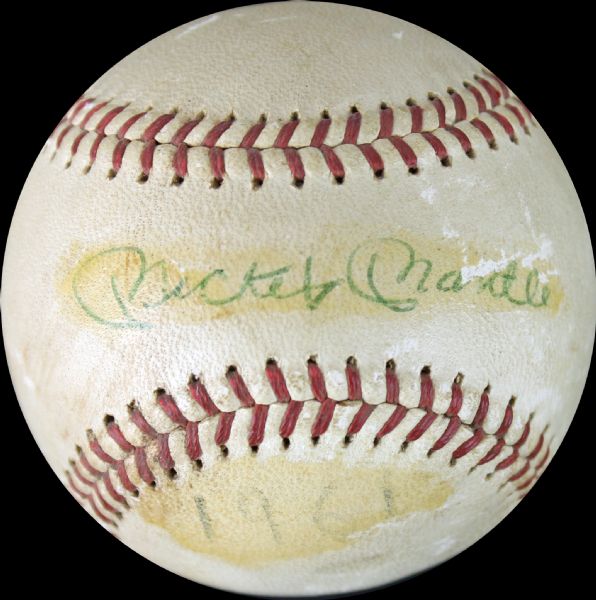 Vintage Mickey Mantle & Roger Maris Dual Signed OAL Baseball Attributed to 1961 Season! (JSA)