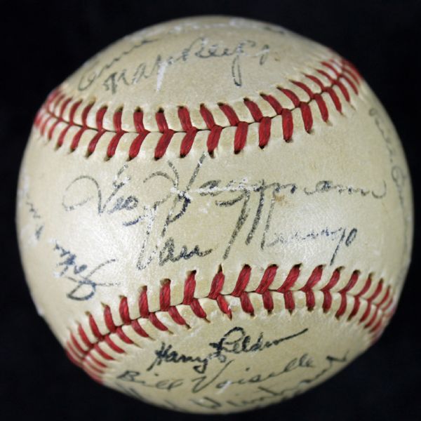 1945 New York Giants Team Signed ONL Baseball w/ Mel Ott (PSA/DNA)