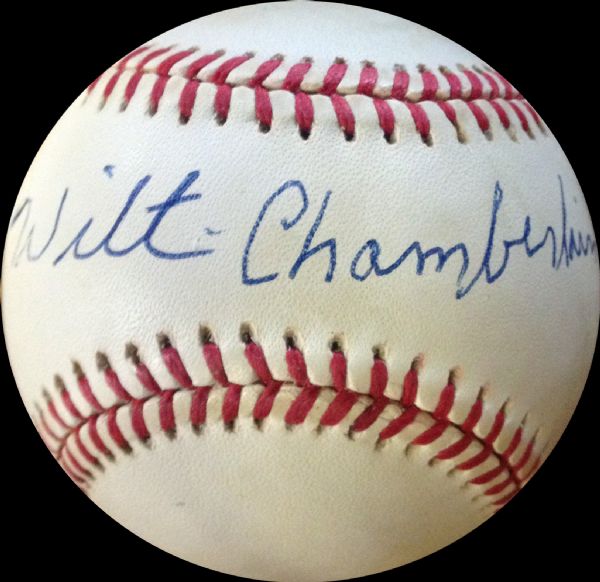 Scarce Wilt Chamberlain Single Signed OAL Baseball (JSA)