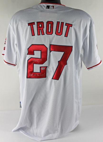Mike Trout Signed LA Angels Pro Model Jersey w/"Light Up The Halo" Inscription (MLB Holo)