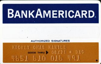 (Mickey Mantle) Personally Owned & Used Bank Americard Early ATM Card (ex. Mantle Family)