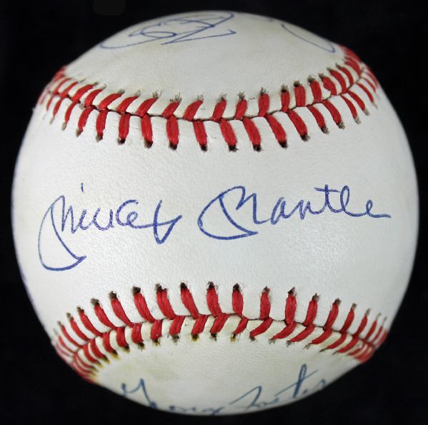 50 Home Run Club Signed ONL Baseball w/Mantle, Mays, Kiner, etc. (6 Sigs)(PSA/DNA)
