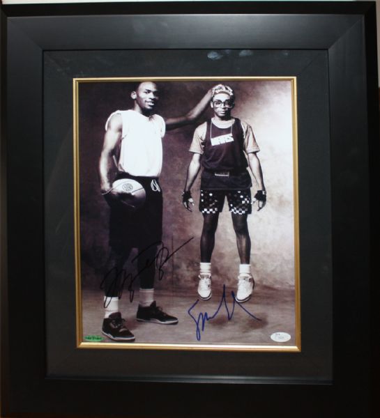 Michael Jordan & Spike Lee Dual Signed 11" x 14" Photo in Framed Display (JSA & UDA)