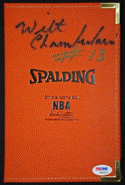 Wilt Chamberlain Unique Signed Folder Made from Spalding Leather NBA Basketball (PSA/DNA)