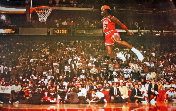 Michael Jordan Signed 18" x 30" Color Photograph f. 1988 Gatorade Slam Dunk (UDA)