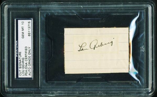 Lou Gehrig Signed Album Page Segment - PSA/DNA Graded GEM MINT 10!