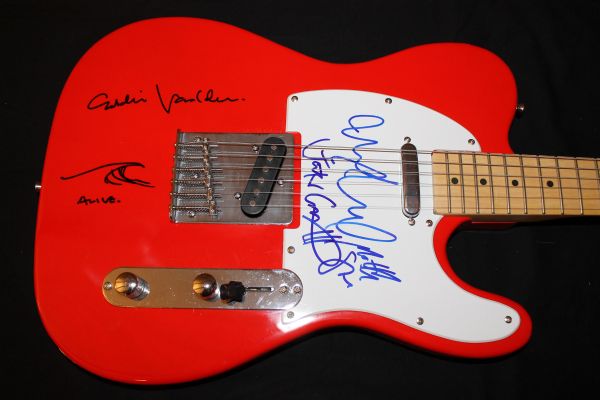 Pearl Jam Group Signed Telecaster Style Guitar with Rare Vedder Sketch & "Alive" Inscription (5 Sigs)(PSA/DNA)