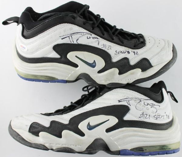 1998 Tim Duncan Signed & Game Used Nike Basketball Shoes (PSA/DNA)