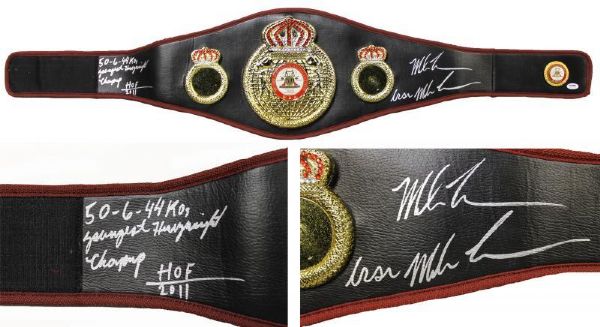 Mike Tyson RARE Signed WBA Championship Belt with "50-6-44 KOs, Youngest Heavyweight Champ - HOF 2011 - Iron Mike Tyson" Inscriptions! (PSA/DNA ITP)